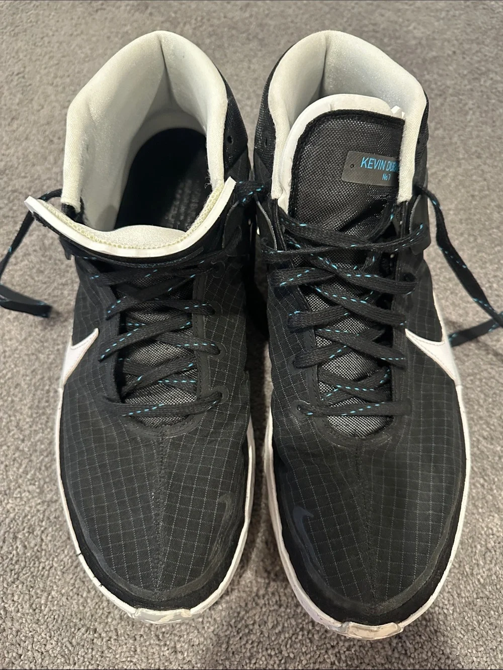 Nike Black/White Kevin Durant Basketball Sneakers with Teal Accents